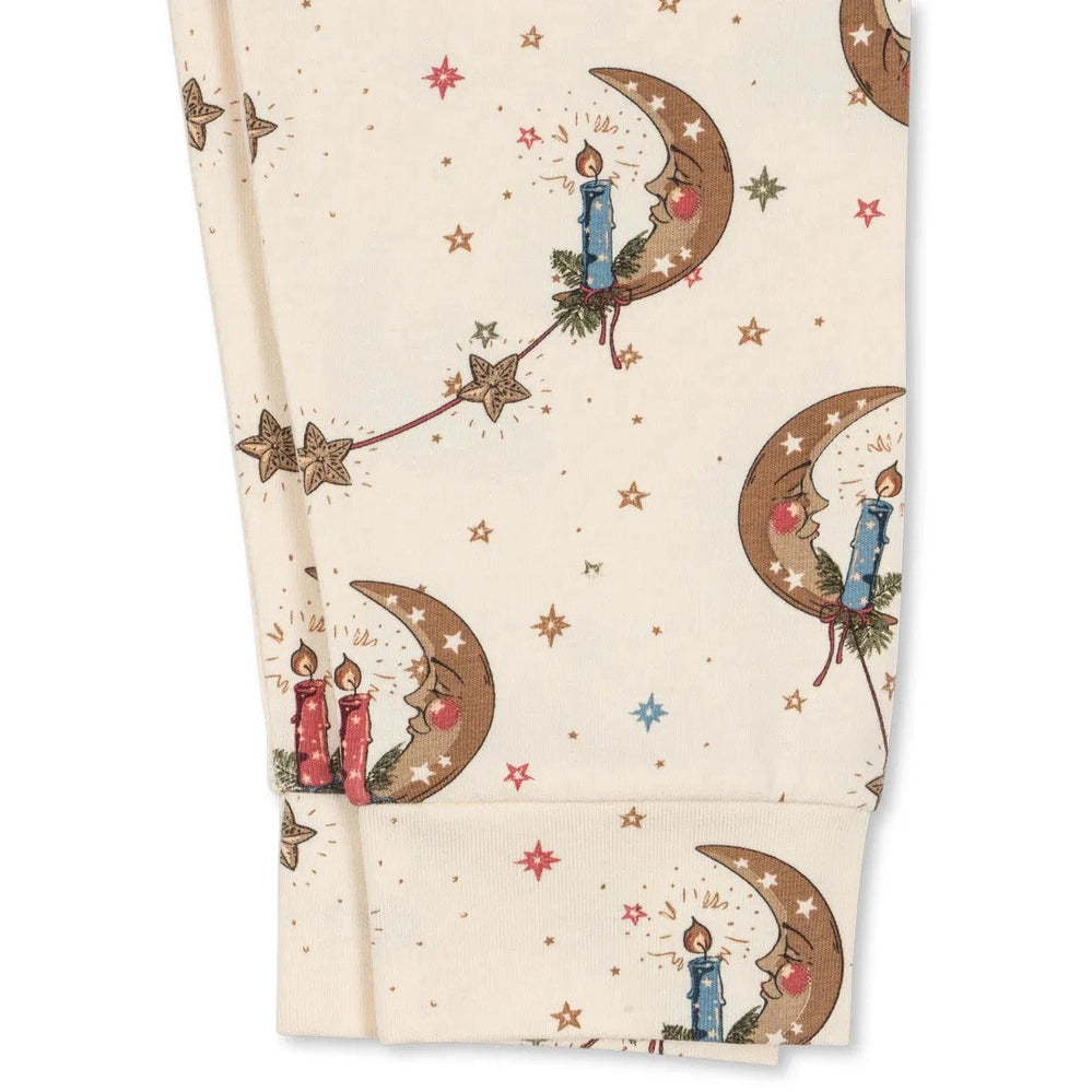 Konges Slojd Holiday Basic Blouse/Pants Set Gots Luna in cream with moon and candle print for toddlers