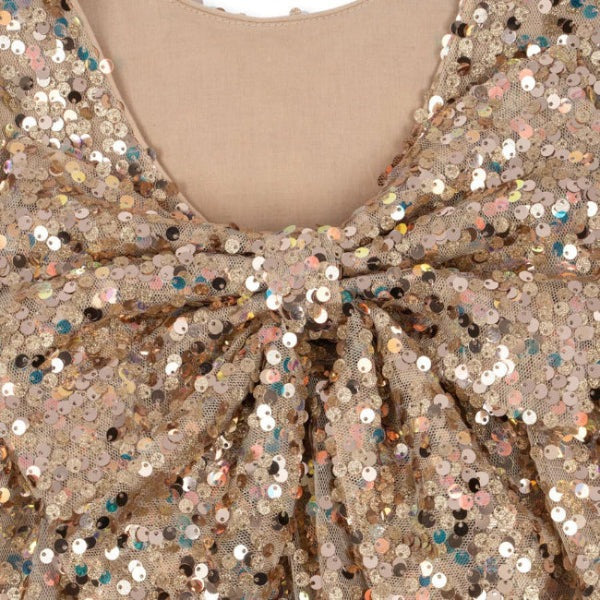 Konges Slojd Lila Sequins Bow Dress Gold Glitter