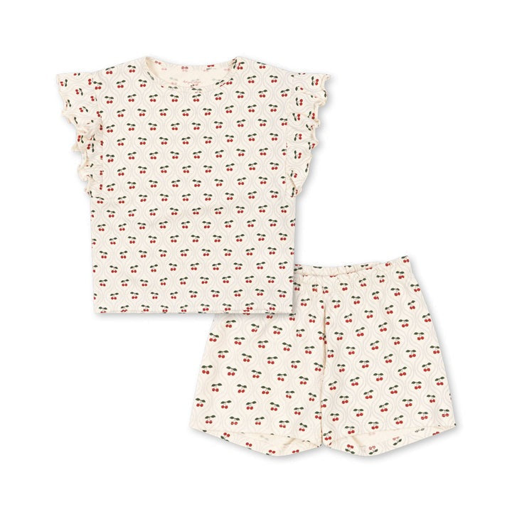Konges Slojd Lin Frill Two Piece Set Gots Cherry Motif
