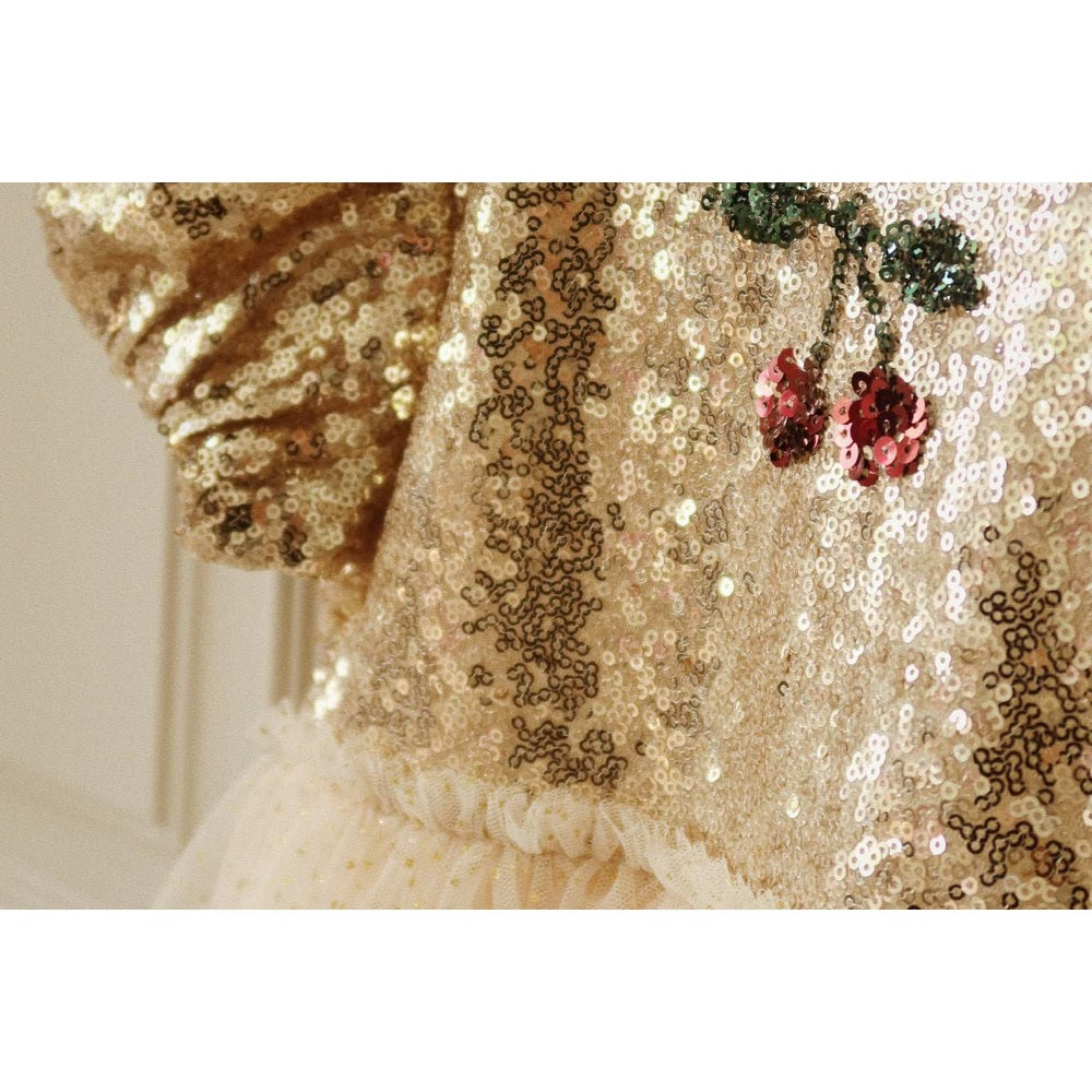 Konges Slojd Starla Puff Sleeve Dress Gold Blush