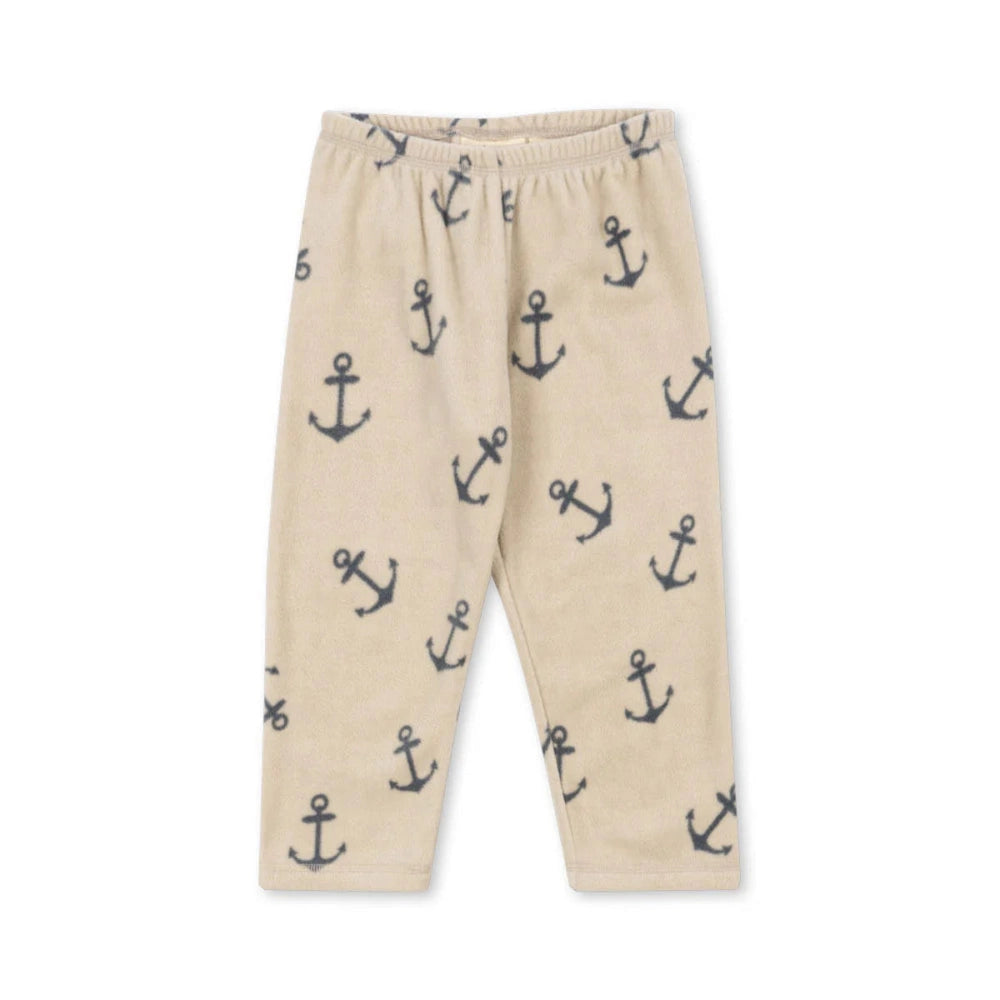 Konges Slojd Tavi fleece jogger pants beige with navy anchor print