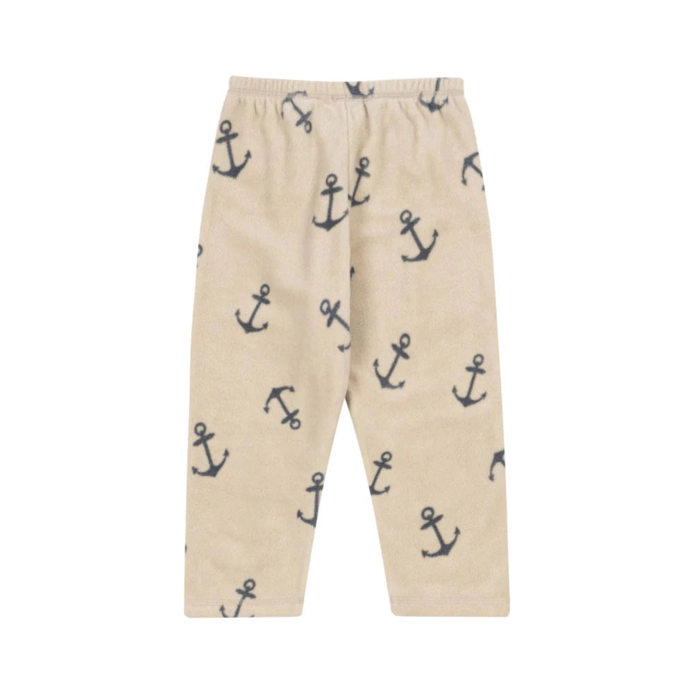 Konges Slojd Tavi fleece pants Ancher beige with navy anchor print