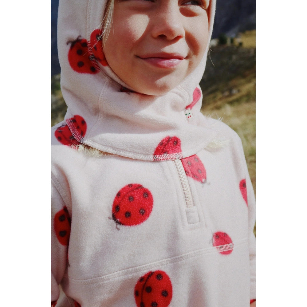 Konges Slojd Tavi fleece sweatshirt in white with red ladybug prints for kids