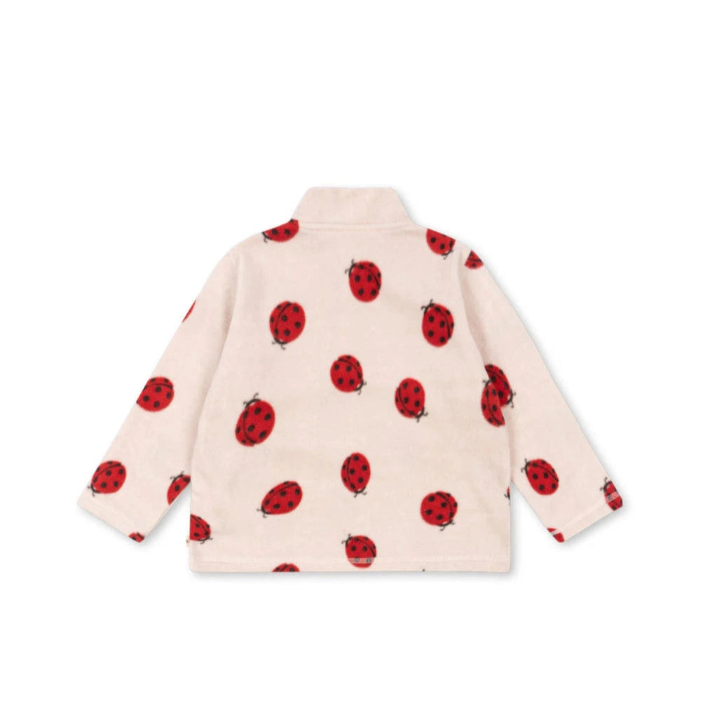 Konges Slojd Tavi fleece sweatshirt pink with red ladybug print, back view