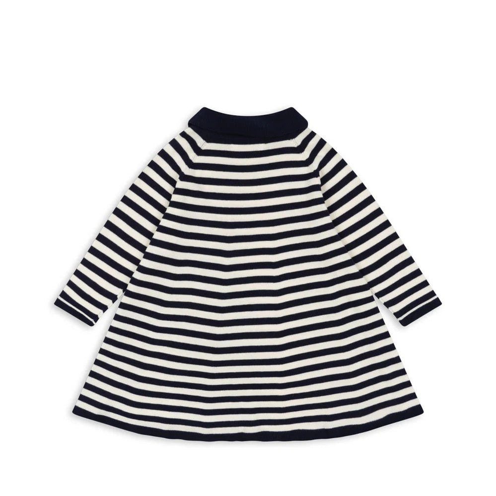 Konges Slojd Venton Cotton Knit Dress Gots Navy Stripe