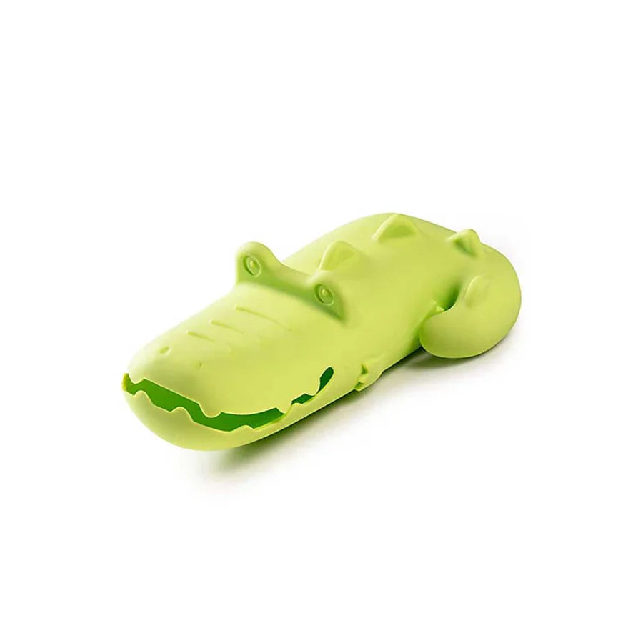 Lilliputiens Anatole crocodile bath toy, soft lime green rubber figure