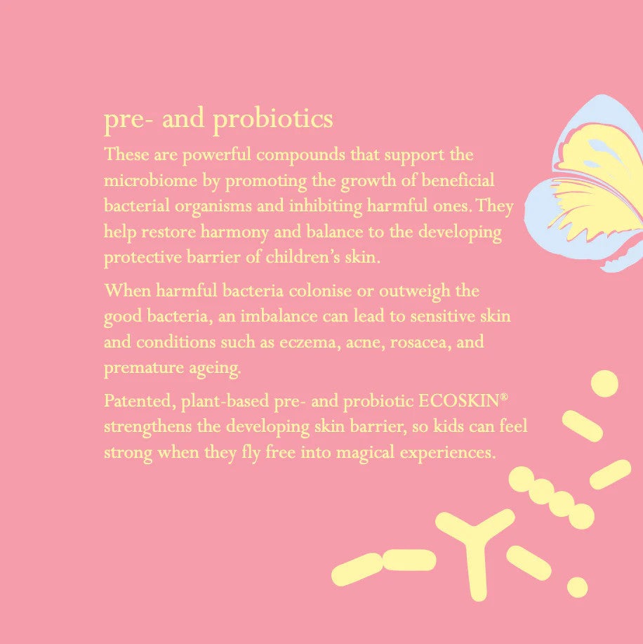 Little Butterfly London Kids Free To Foam Bath Bubbles 300 ml on pink background with a butterfly graphic.