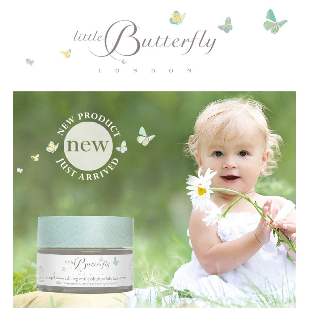 Little Butterfly London Wrapped In Love Calming Anti-Pollution Baby Face Cream, 50 ml jar with mint lid