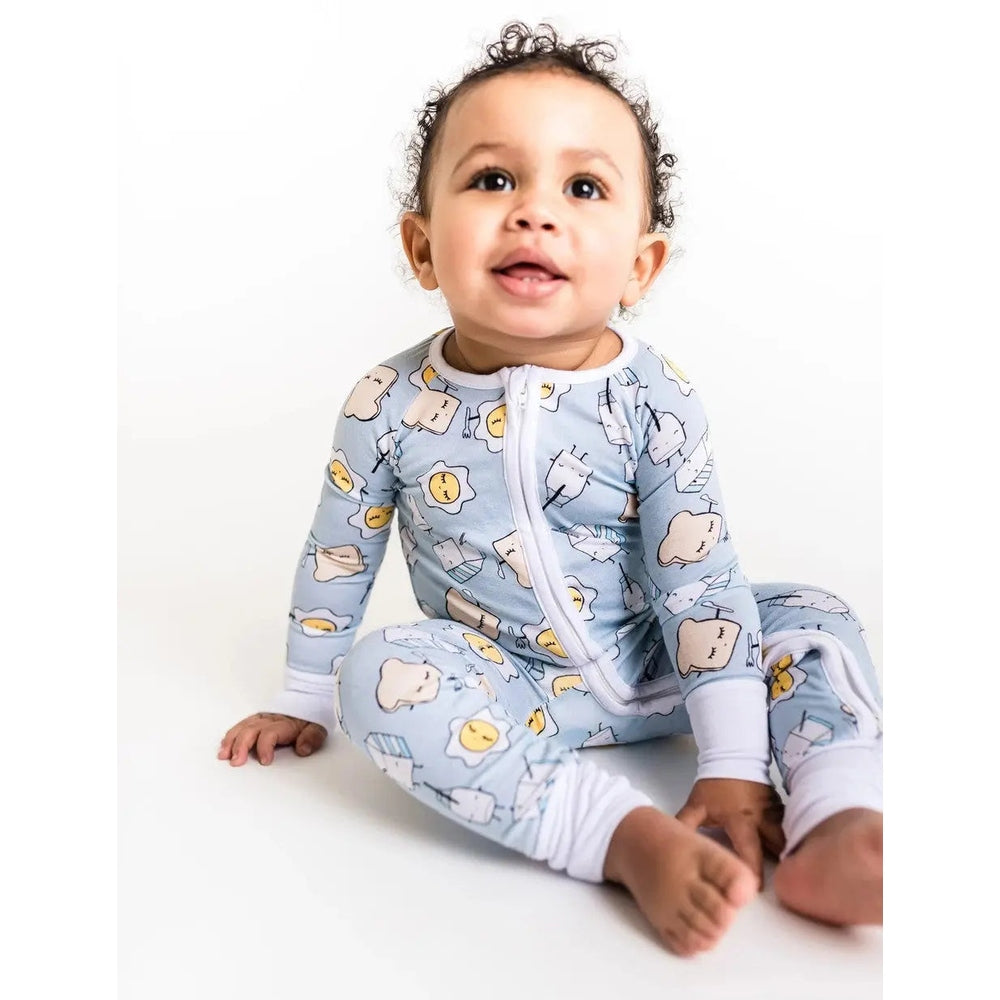 Little Sleepies Bamboo Zip Romper/Sleeper Blue Breakfast