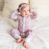 Little Sleepies Bamboo Zip Romper/Sleeper Pink Breakfast