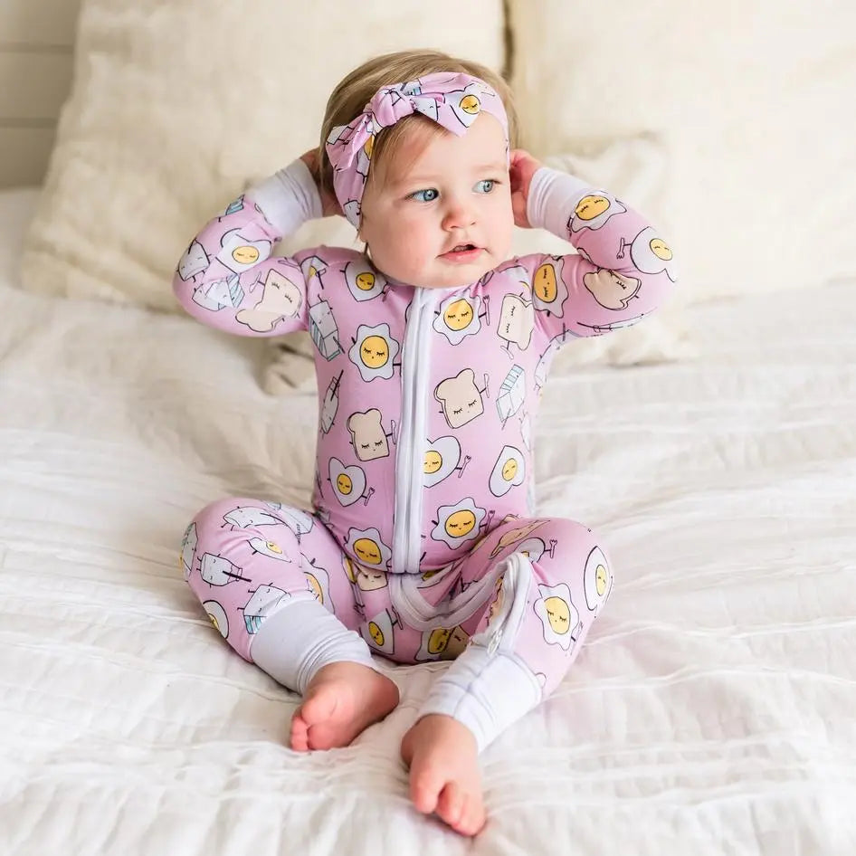 Little Sleepies Bamboo Zip Romper/Sleeper Pink Breakfast