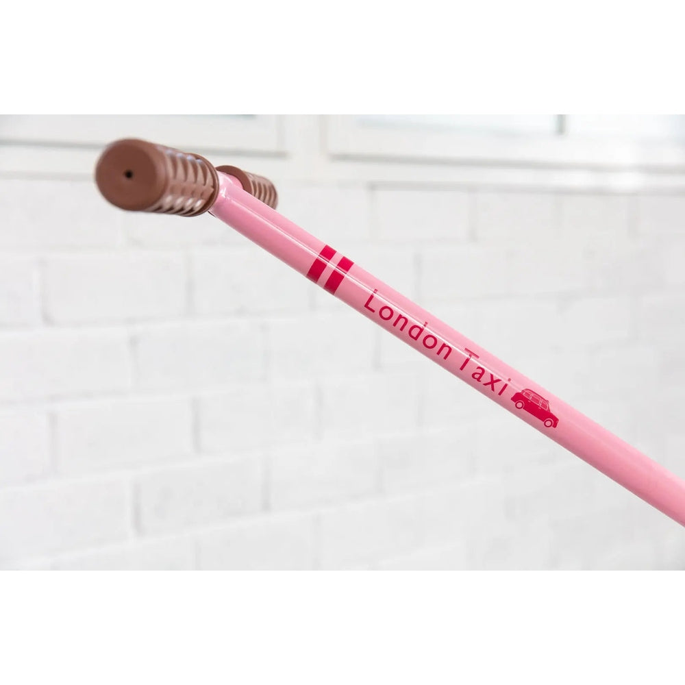 London Taxi 14-Inch Kid's Bike with pink frame and pushbar