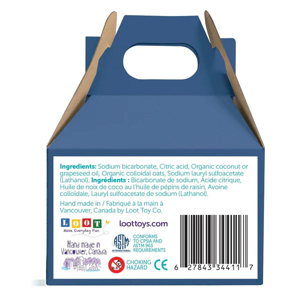 Loot Toy Co Moon Bubbling Bath Bombs 3-pack in blue box packaging