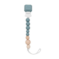 Loulou Lollipop Colour Pop Silicone & Wood Pacifier Clip Slate
