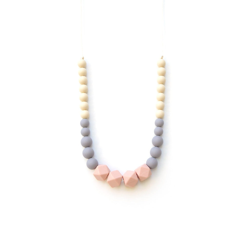 Loulou Lollipop Geo Statement Silicone Teething Necklace Peach Gray