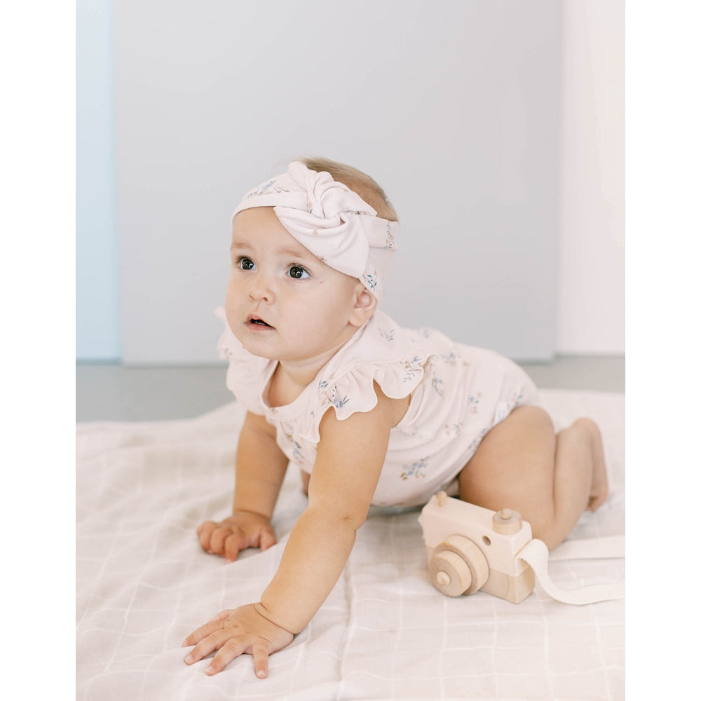 Loulou Lollipop knotted headband in pink ditsy floral for 6–12 months