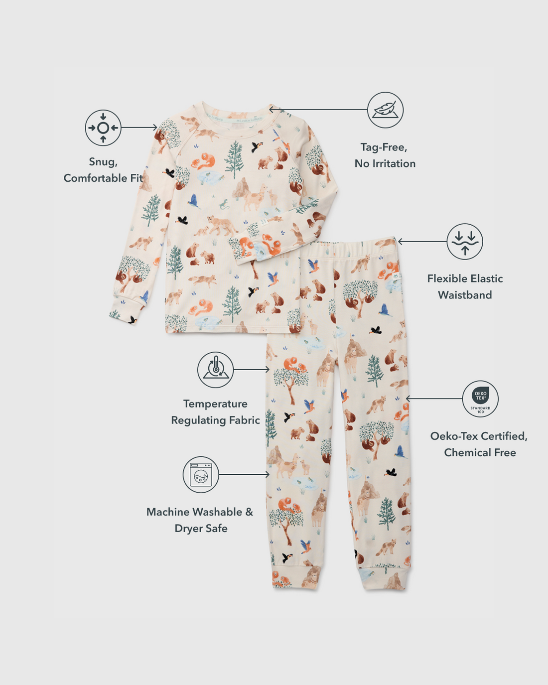 Loulou Lollipop Long Sleeve Pajama Set - Llama Adventures – lifestyle view 2 of 4