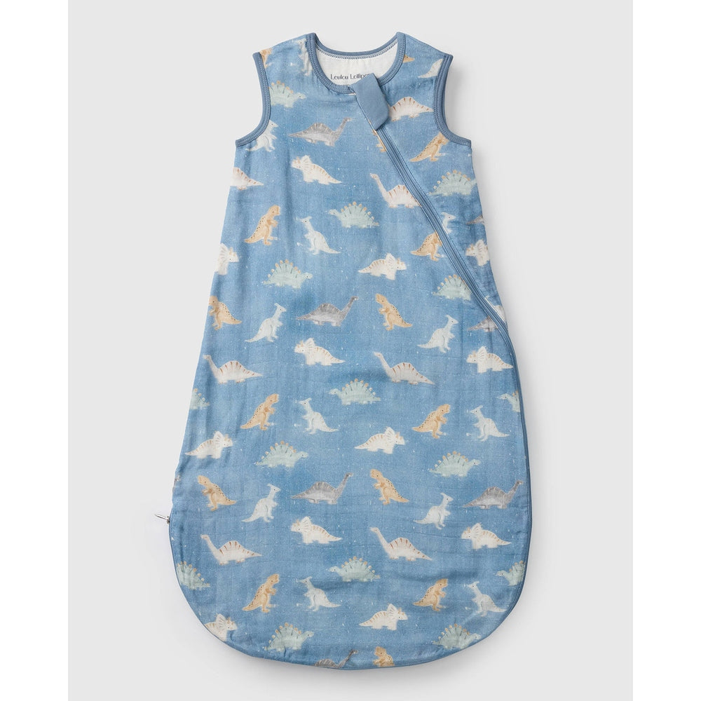 Loulou Lollipop Muslin Lightweight Sleep Bag 0.5 TOG Dinosaur Stomp front view