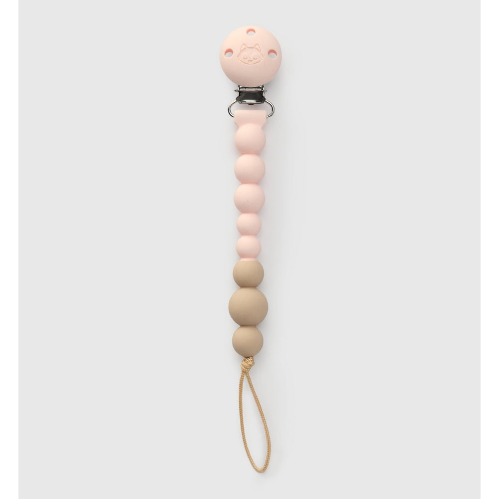 Loulou Lollipop OneC Silicone Pacifier Clip Pink Quartz front view