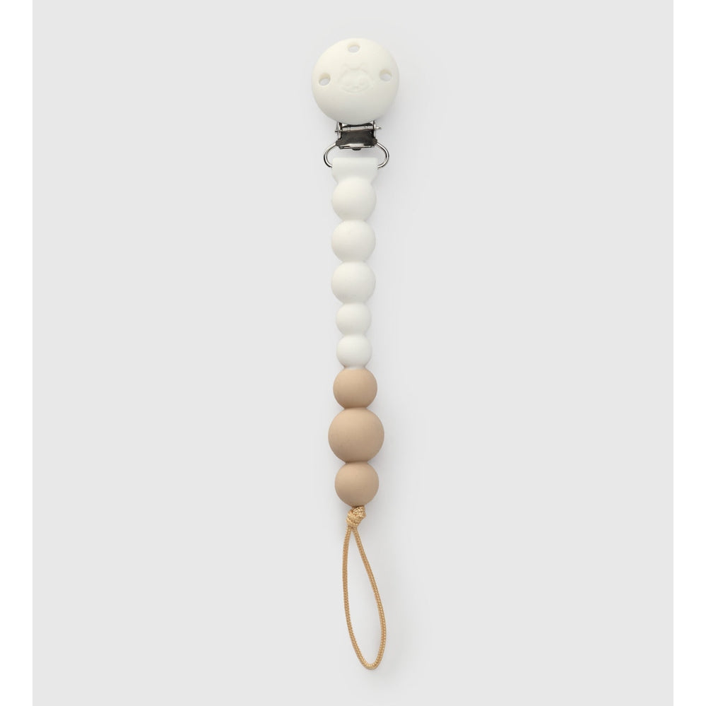 Loulou Lollipop OneC Silicone Pacifier Clip White front view