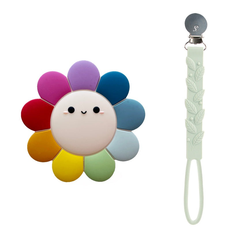 Loulou Lollipop Silicone Teether Set Daisy Rainbow Set