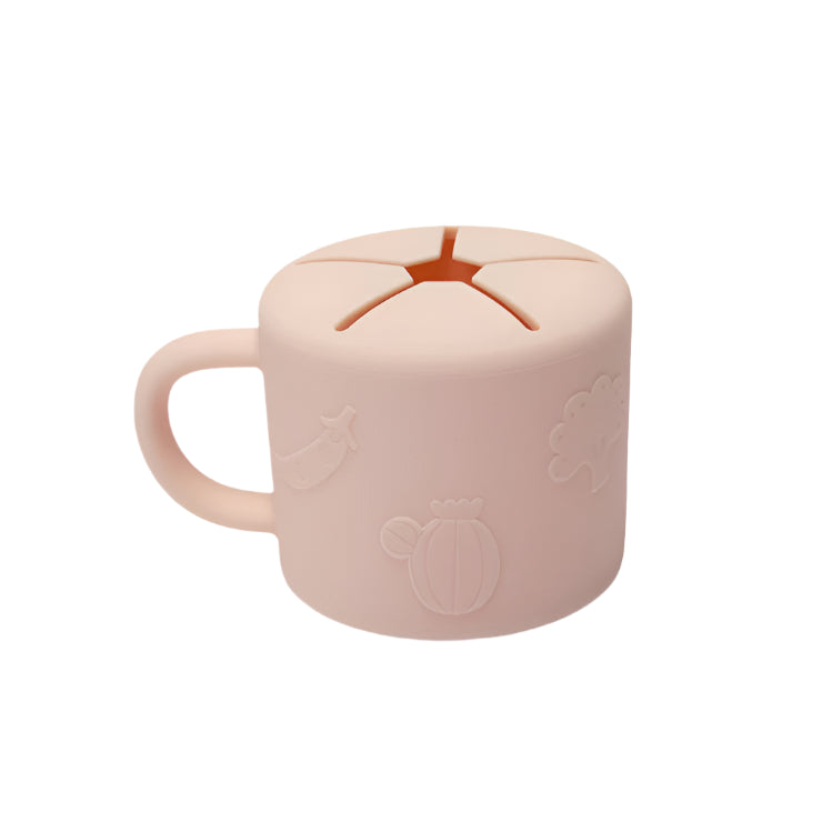 LOULOU LOLLIPOP snack cup pink silicone with handle and lid