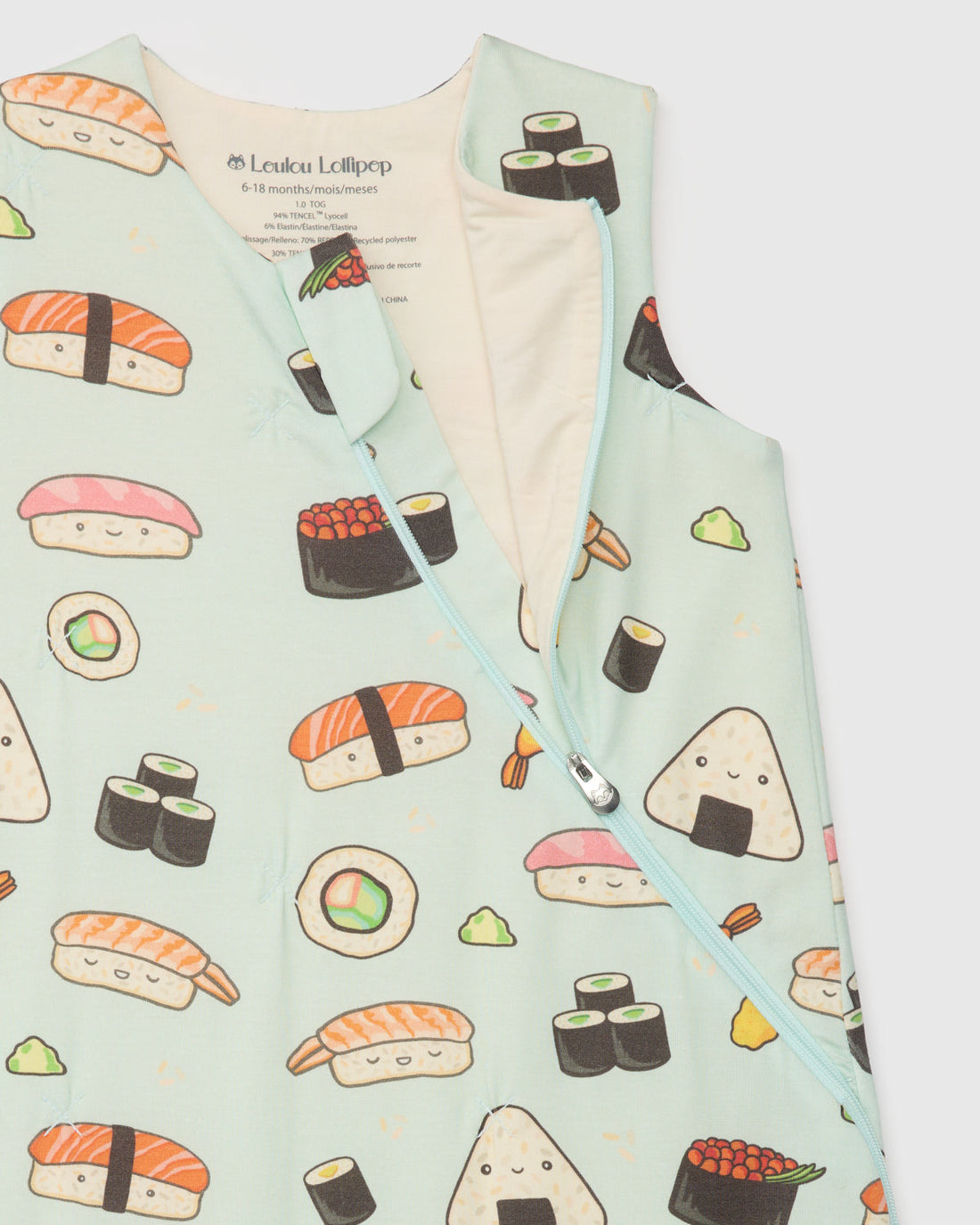 Loulou Lollipop TENCEL™ Sleep Bag 1.0 TOG - Sushi – material and detail view 3 of 6