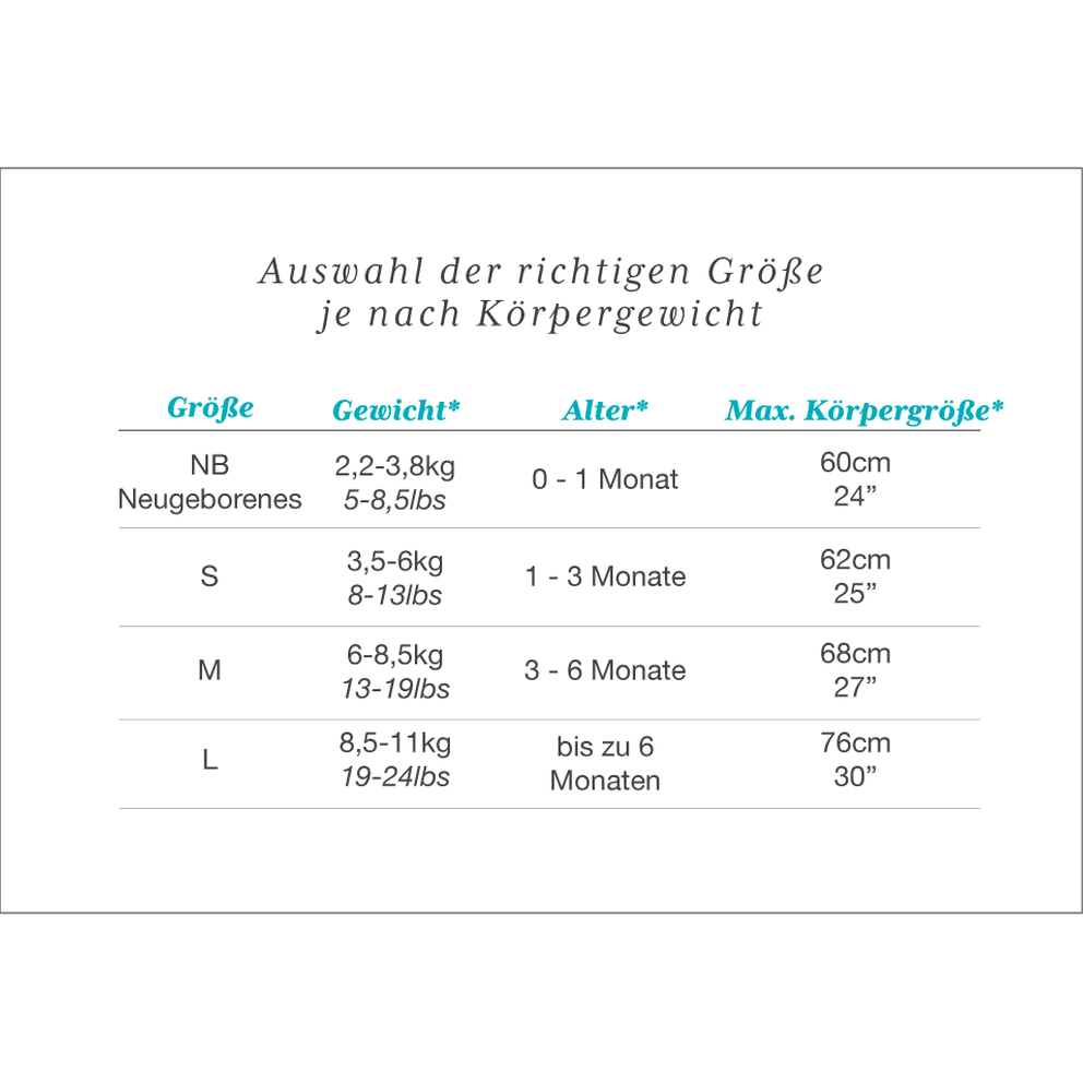 Love To Dream Swaddle Up Quilted Cotton Dreamer White size chart shows NB–L with weight, age and max height.