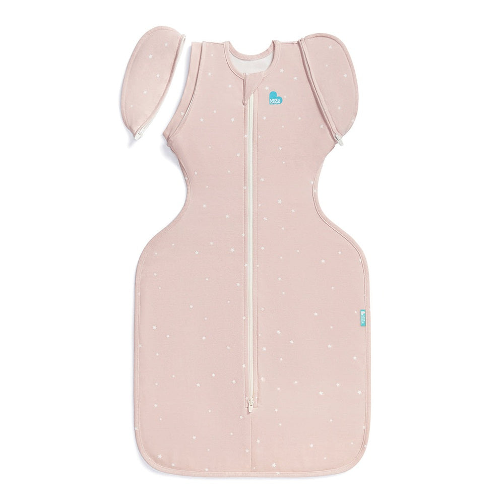 Love To Dream Swaddle Up Transition Bag Original Cotton 1.0 Tog Powder Pink Twinkle print and fabric detail