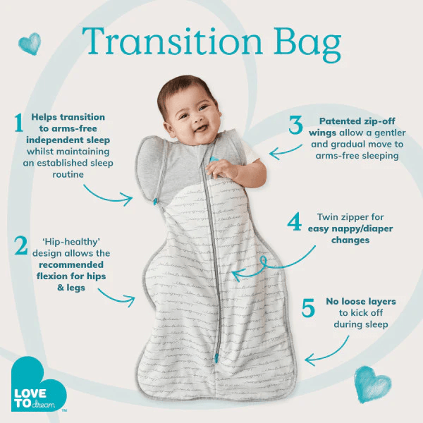 Love To Dream Swaddle Up Transition Bag Original Cotton 1.0 white rainbow baby sleep sack