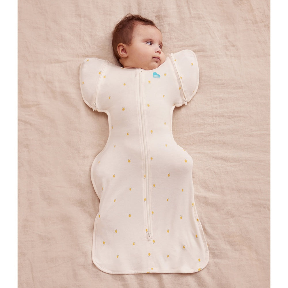 Love To Dream Swaddle Up Transition Bag Viscose From Bamboo 1.0 Tog Cream Lemons baby sleep routine view