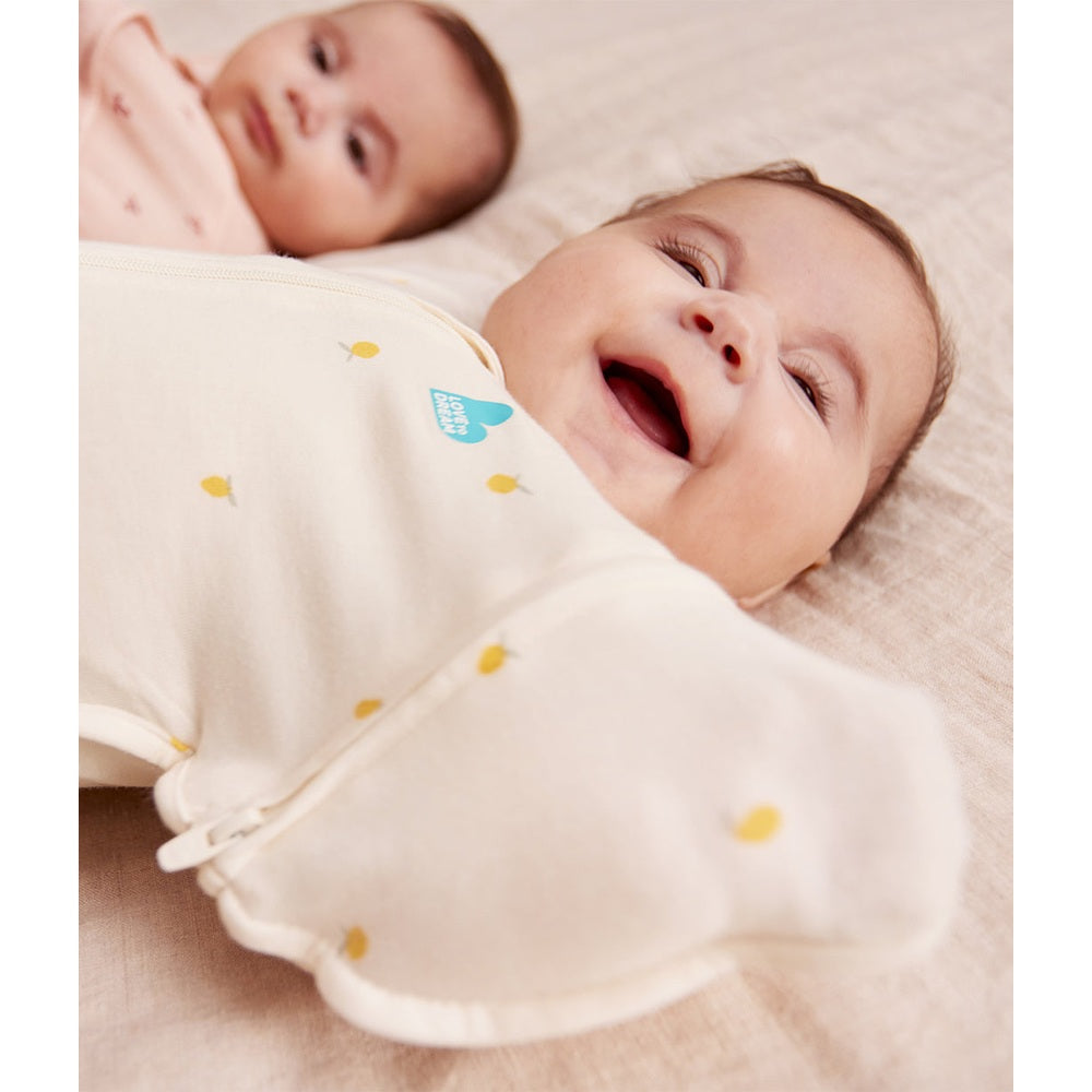 Love To Dream Swaddle Up Transition Bag Viscose From Bamboo 1.0 Tog Cream Lemons temperature guide view