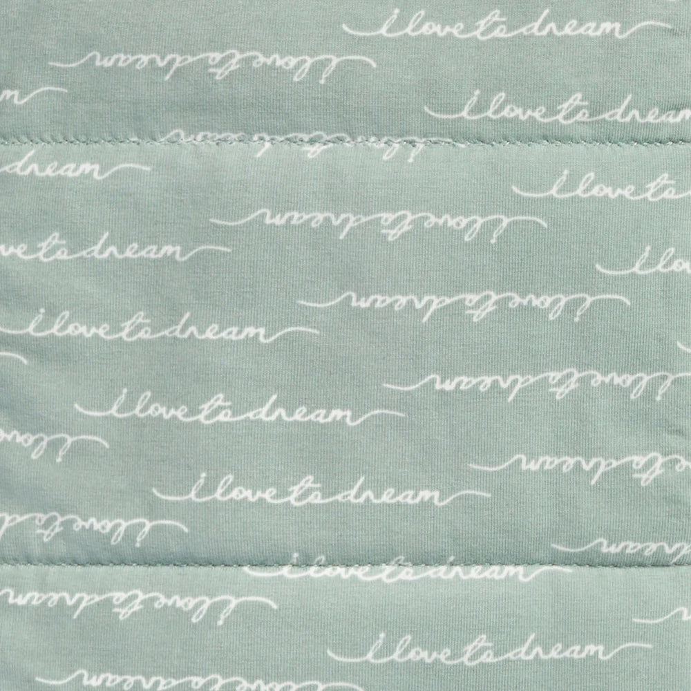 Love To Dream Transition Bag Quilted Cotton 2.5 Tog Olive Dreamer fabric with visible stitched seam.