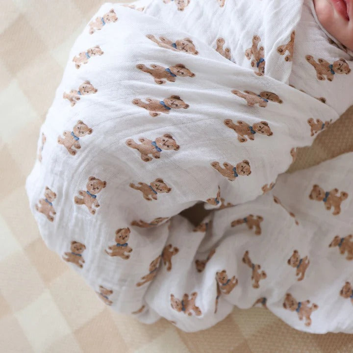 Lulujo Baby Cotton Swaddle Vintage Bears & Sailboats 2 Pack