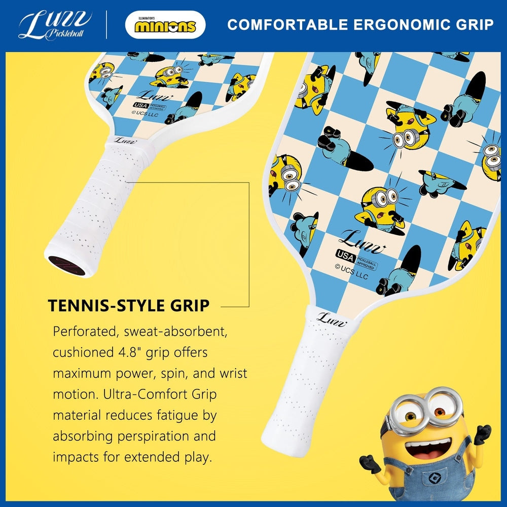 Luzzpickleball Minions Checker Champ Original Paddle (16mm) T700 Carbon Fiber