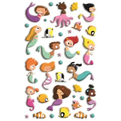 Maildor Cooky sticker sheet featuring colorful mermaids and ocean creatures for arts and crafts embellishments