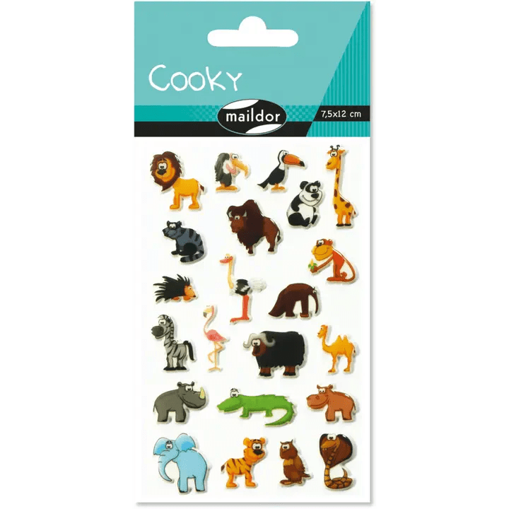 Maildor Cooky stickers sheet with colorful animal stickers, 20+ pieces