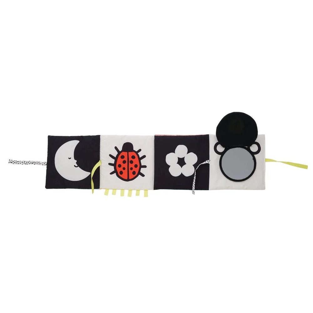 Manhattan Toy Wimmer Seek & Peek Book: soft fabric baby activity book with moon, ladybug and flower panels.