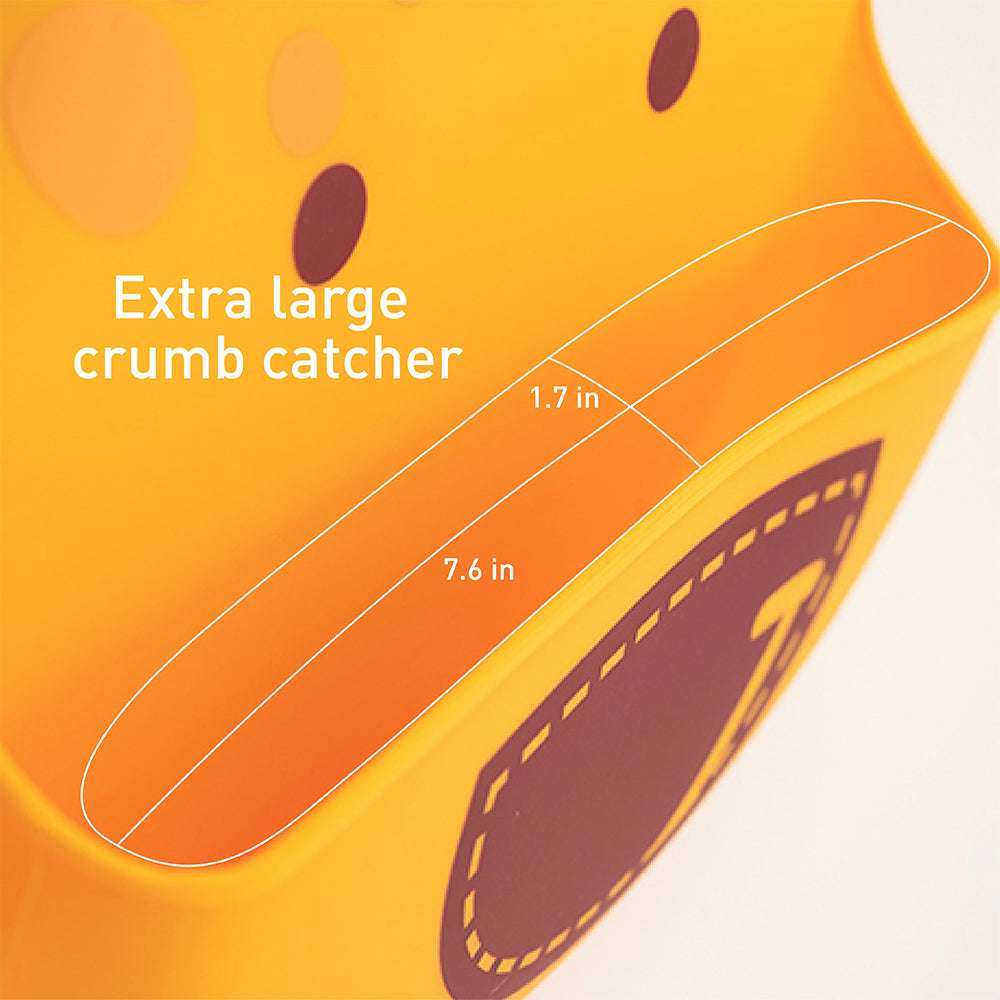 Baby bib by Marcus & Marcus with extra-large crumb catcher in bright yellow