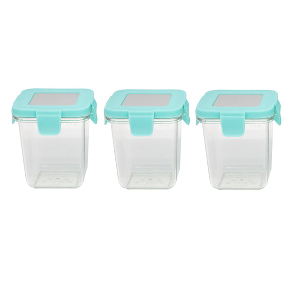 Marcus & Marcus 8 oz Tritan airtight containers set of 3 with clear bodies and turquoise lids