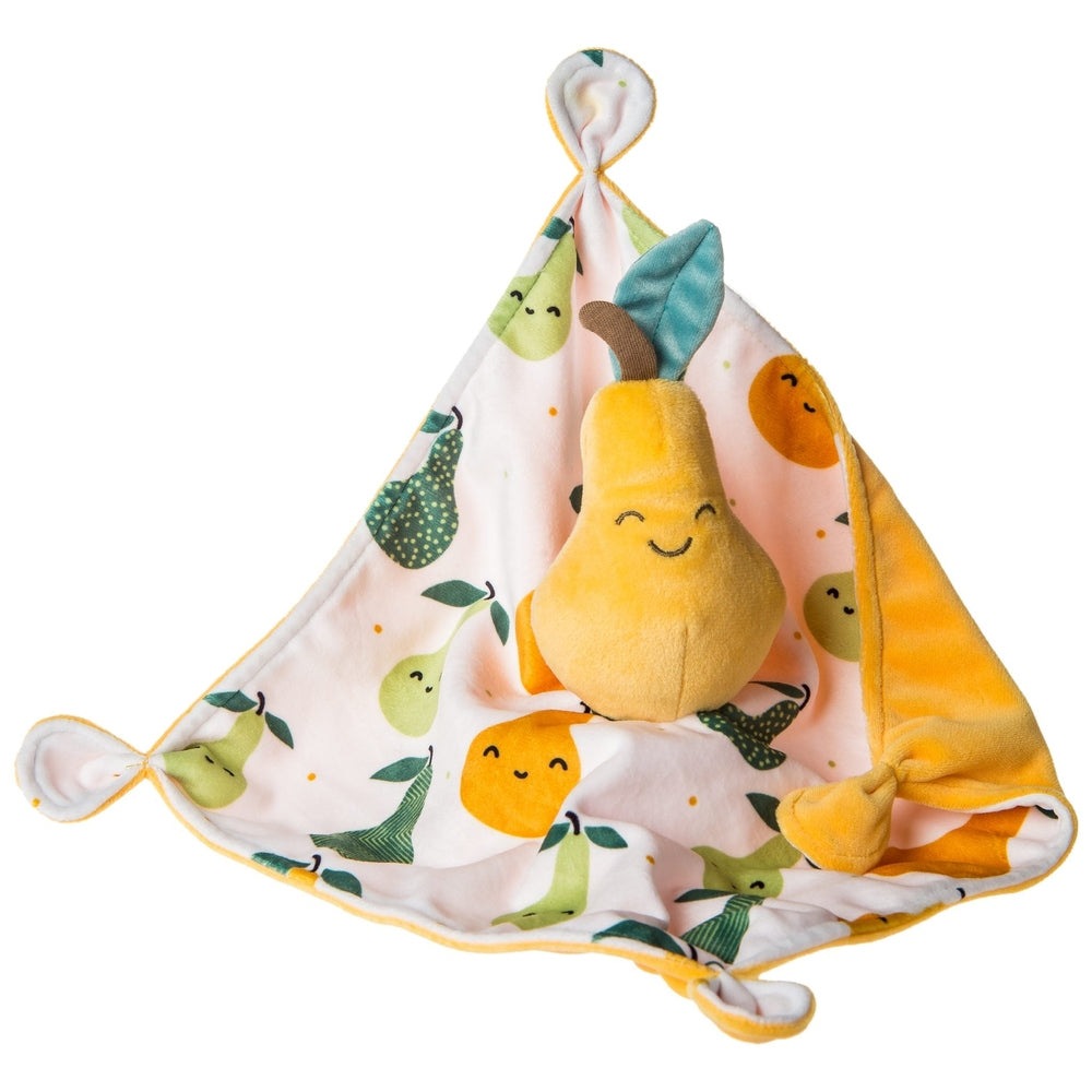 Mary Meyer Sweet Soothie Pear plush with peach-print blanket; soft infant toy set (1 plush, 1 blanket)