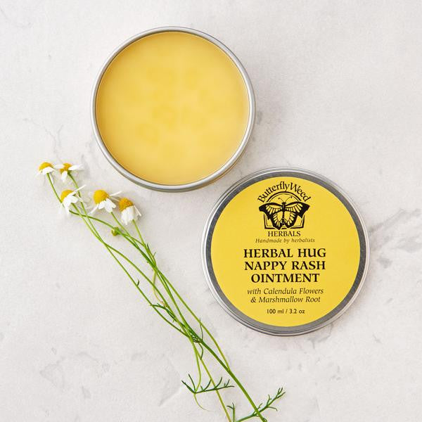 Matter Company Butterfly Weed Herbal Hug Nappy Rash Ointment tin with yellow label