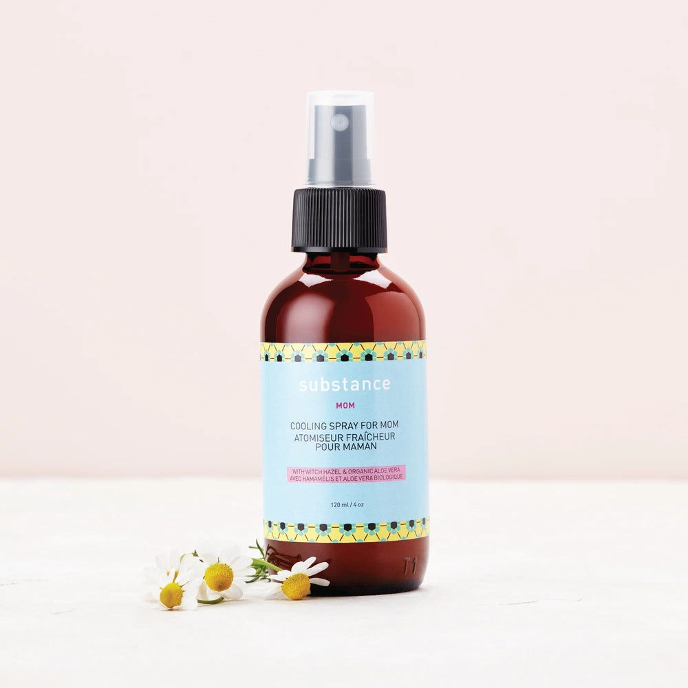 Matter Company cooling spray for mom 4 oz brown spray bottle with light blue label