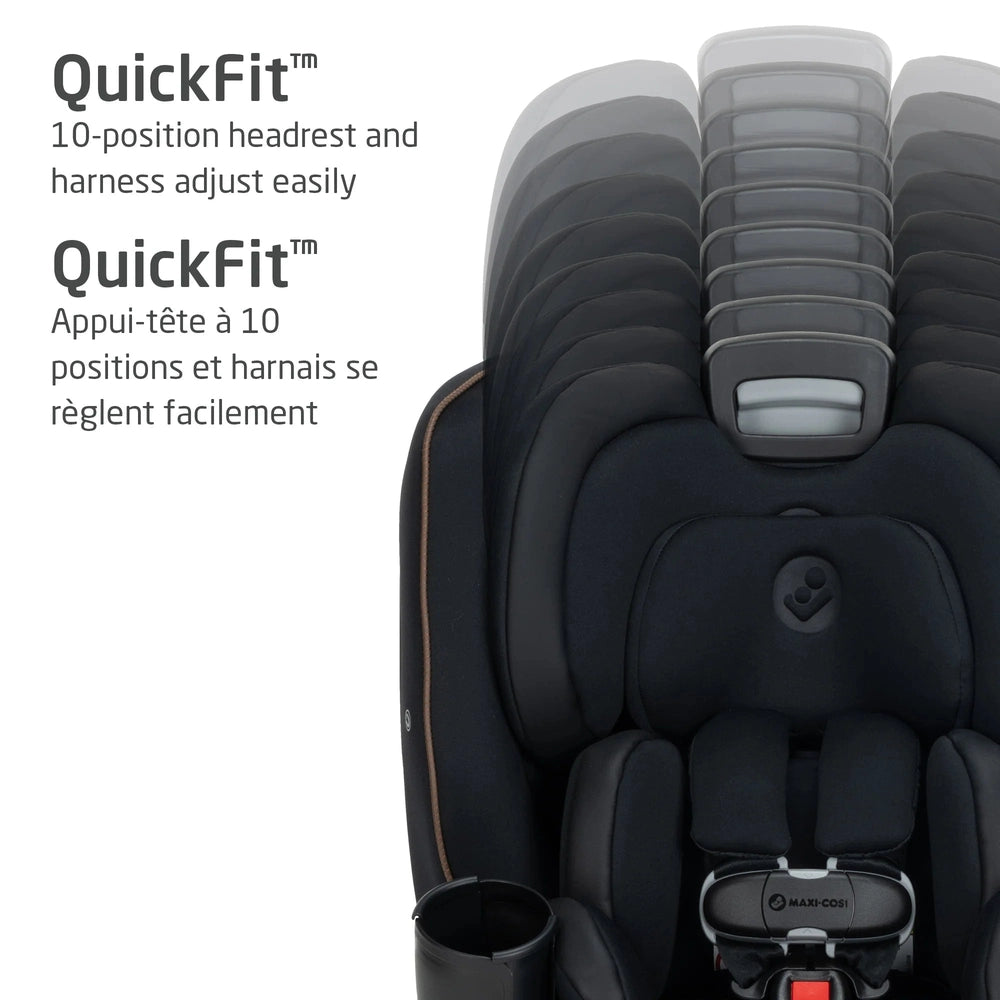 Maxi-Cosi Andi 360 rotating all-in-one convertible car seat in black fabric with 10-position headrest