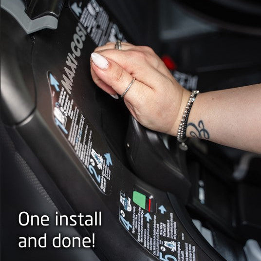 Maxi-Cosi Andi 360° rotating convertible car seat being installed in a vehicle