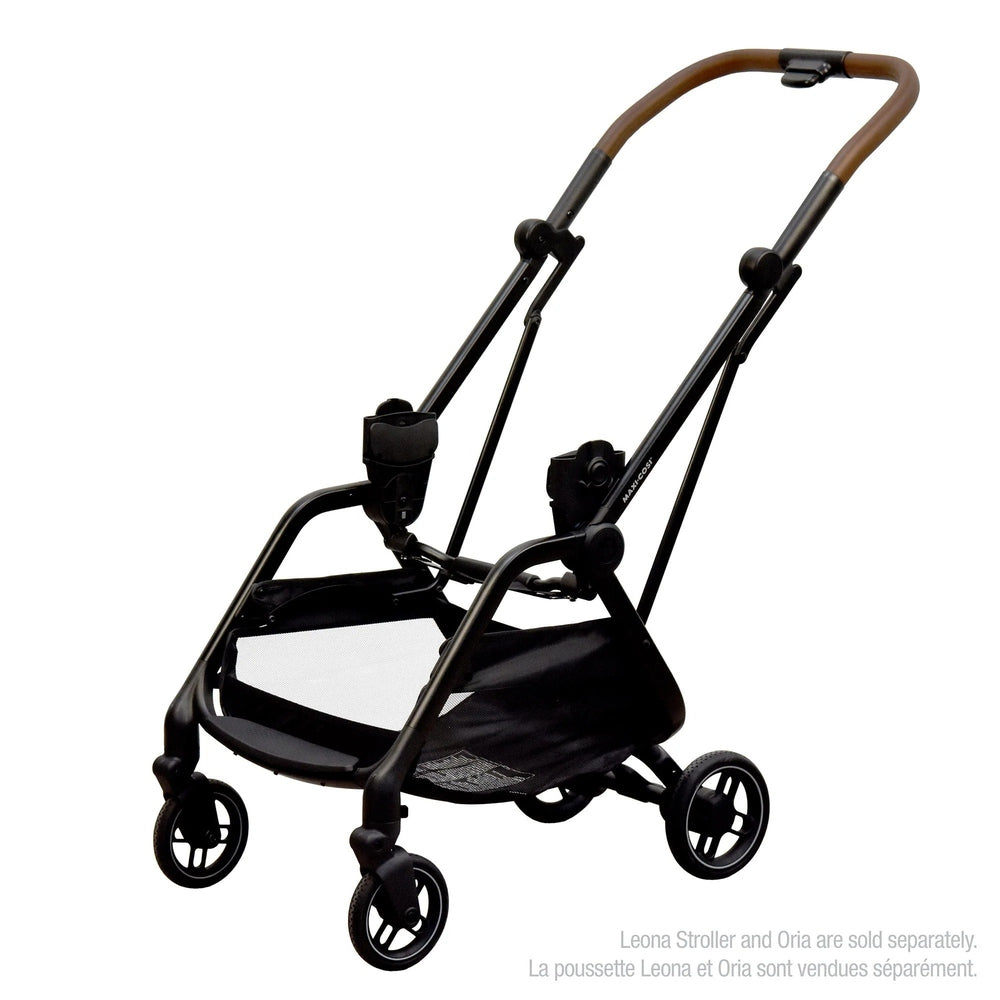MAXI COSI Leona stroller with Oria adapters, black frame and brown handle