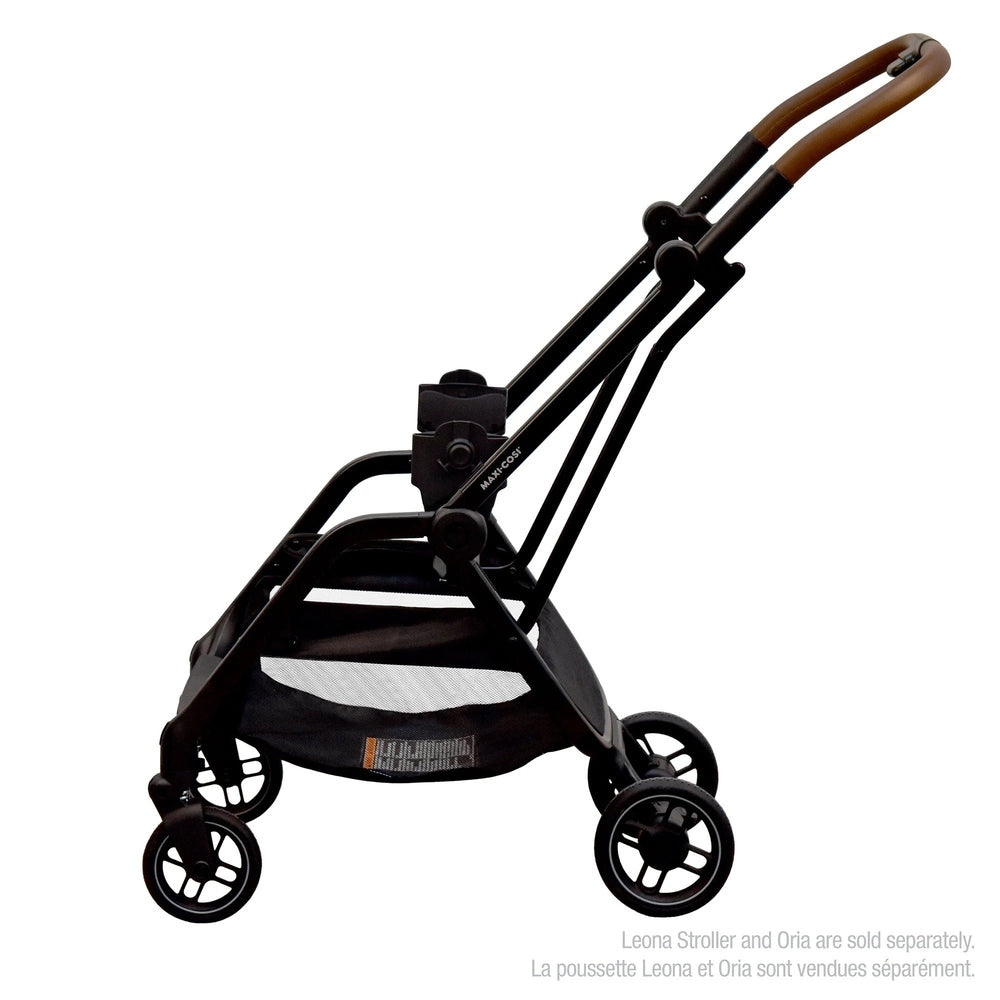  Maxi-Cosi Leona Stroller Oria Adapters; black frame with brown handle grips