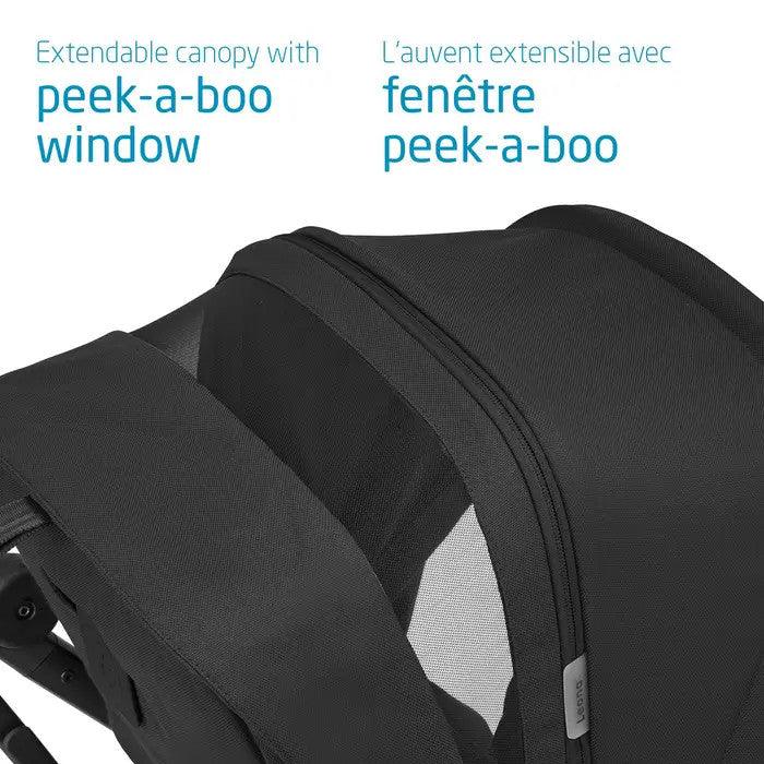 Maxi-Cosi Leona ultra-compact stroller, black, with extendable canopy and peek-a-boo window