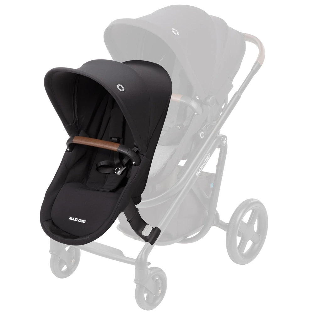 Maxi-Cosi Lila Duo Kit stroller seat in black with brown handle bar attachment