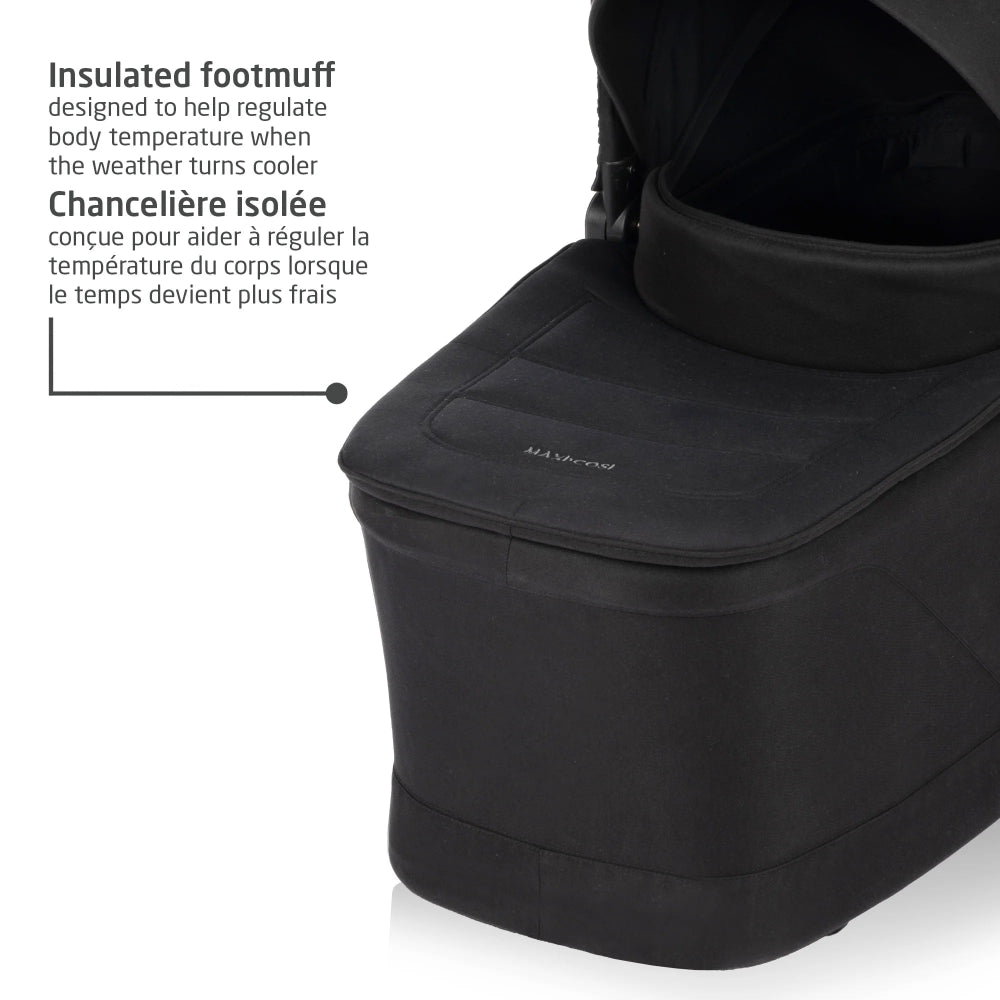 Maxi Cosi Oria2 carrycot with insulated footmuff in Twillic Black
